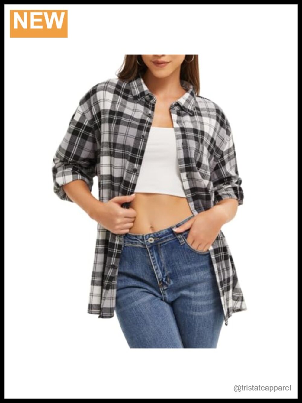 Women's Flannel Shirt Long Sleeve Plaid Button Down Loose Fit Casual Blouse